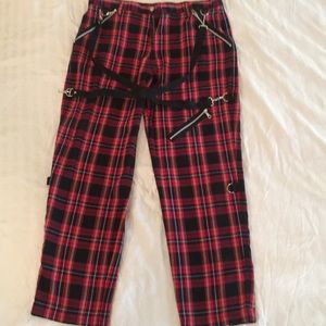 Vintage morbid threads plaid bondage pants